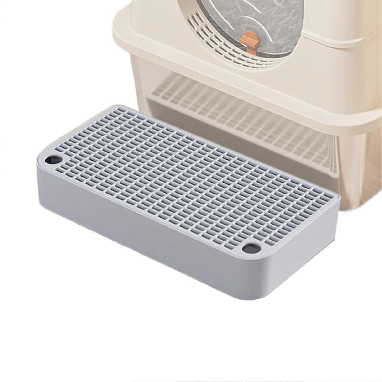 Waterproof Cat Litter Mat with Ramp, Double Layer Trapper, Easy Clean, Light Gray