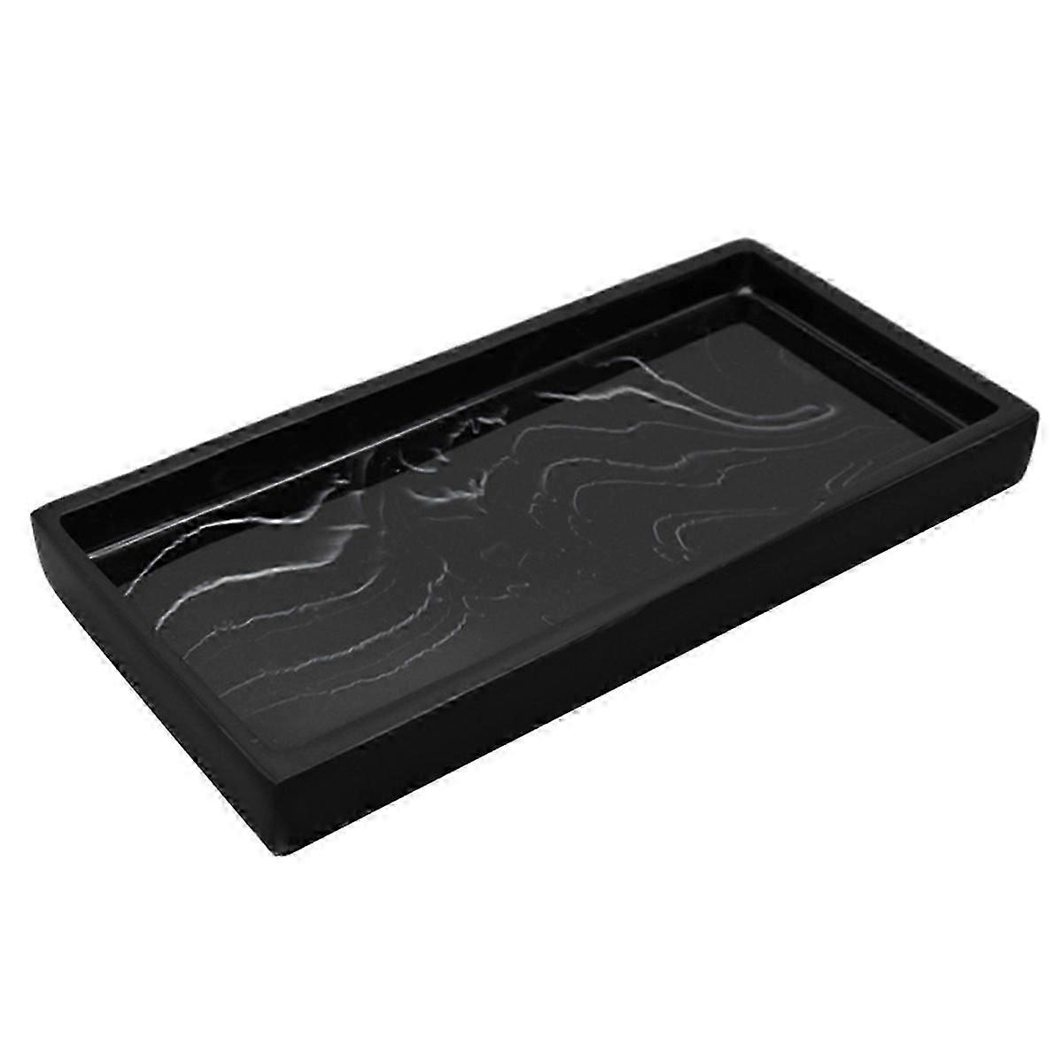 Rectangular Plate Countertop Bathroom Soap Shampoo Storage Tray,Black