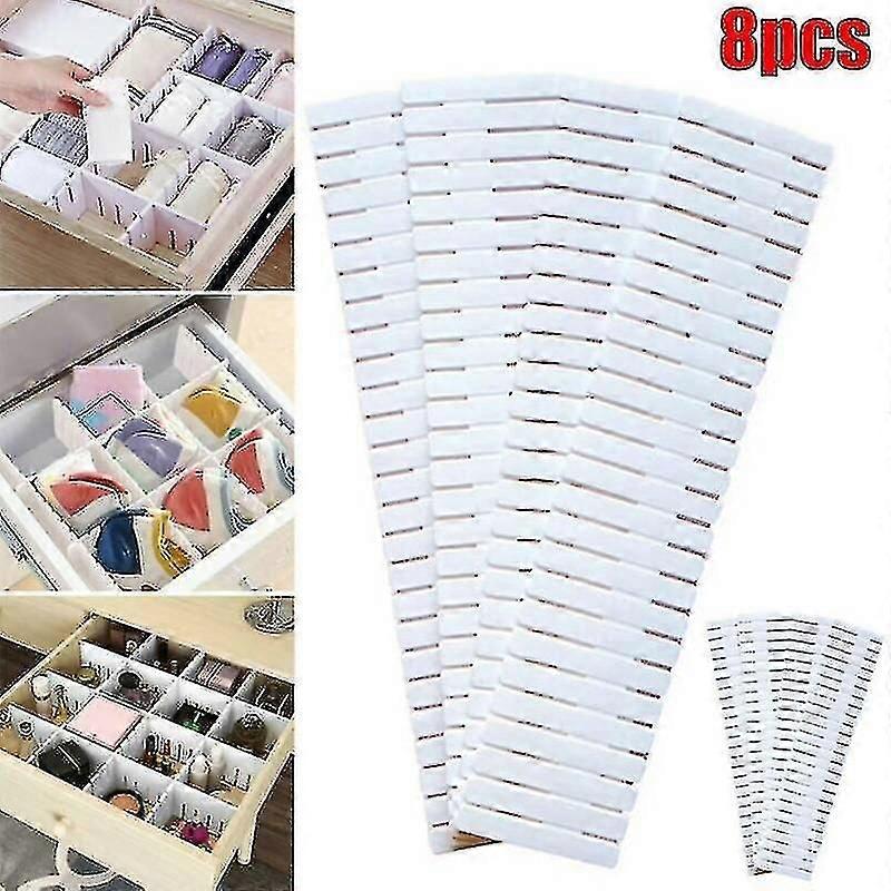 (8pcs) Adjustable Drawer Dividers Organiser Socks Storage Separators