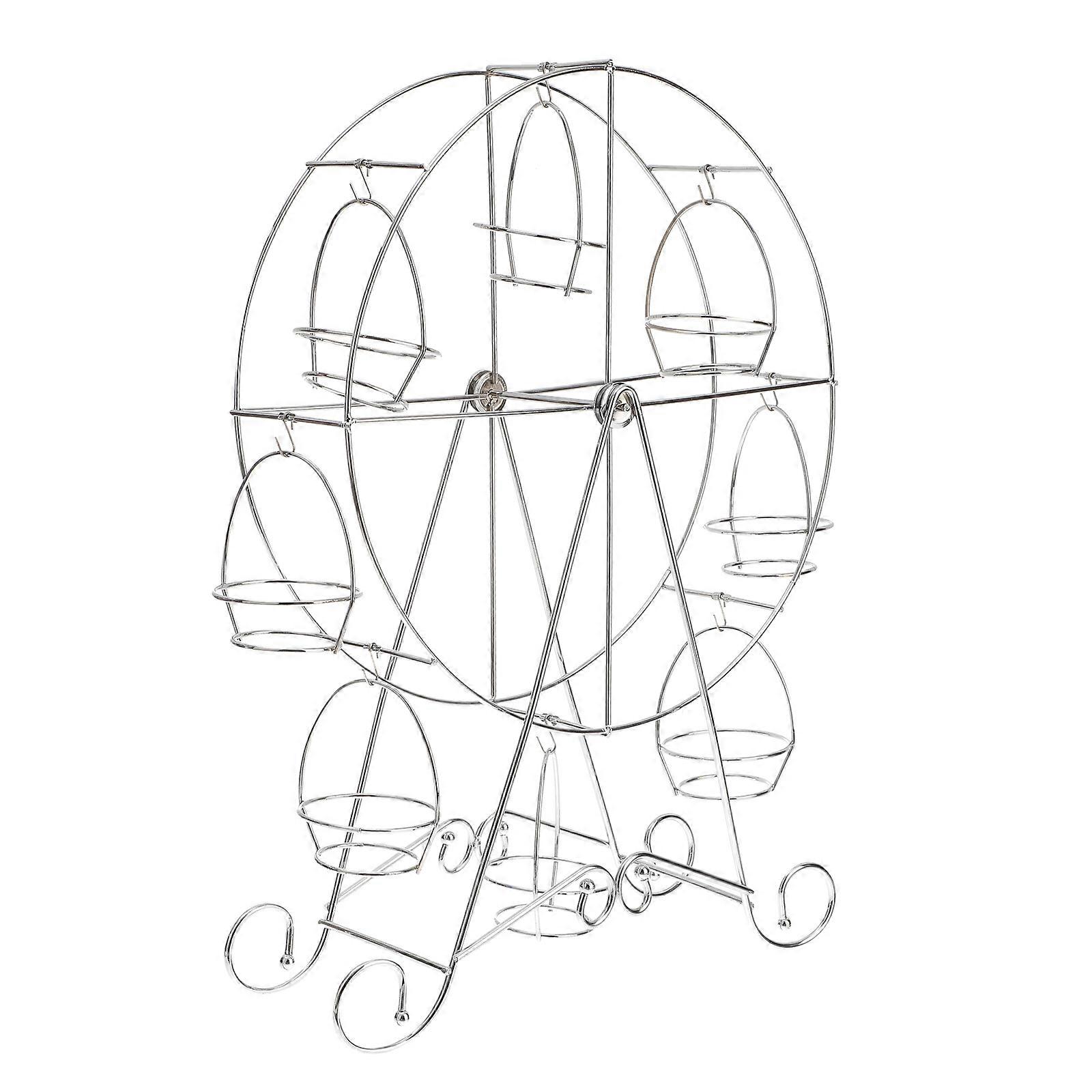 Cake Stand Silver Ferris Wheel Shape Iron for 8 Cups Storage Rack