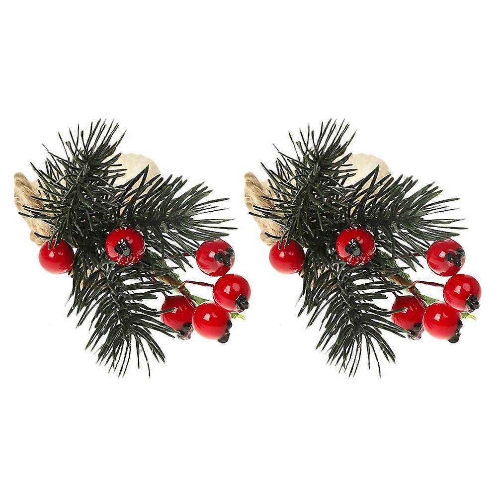 Christmas Napkin Buckle Pine Needles Decorative Ring for 2Pcs Use