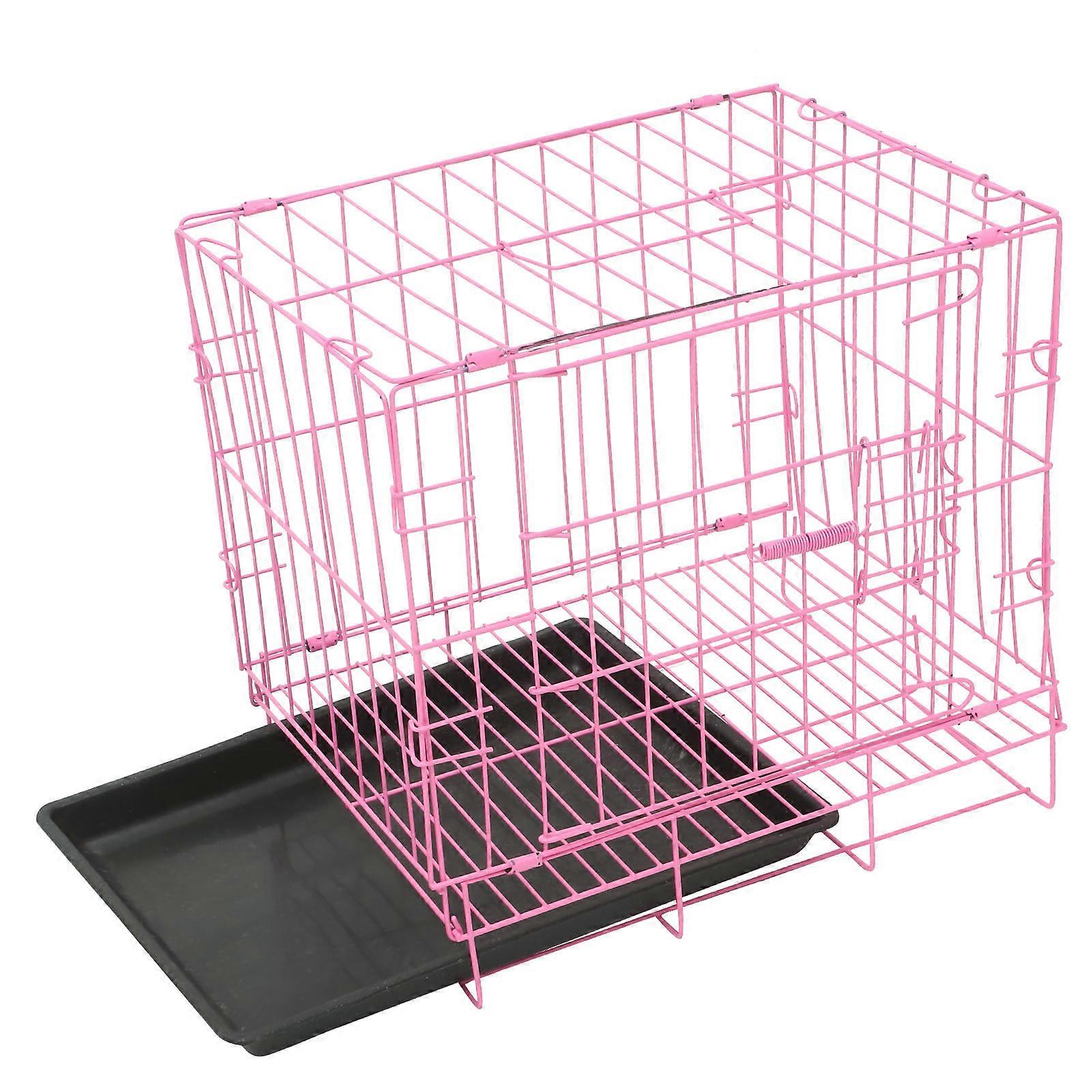 Dog Crates For Small Dogs Rabbit Cage Pink Rectangular Portability 1Set