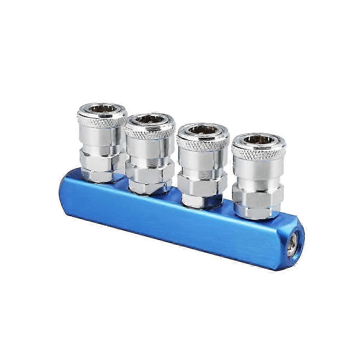 Pneumatic Distributor 4 Way Air Hose Quick Connect Coupling Tool 1/4 Bsp Thread