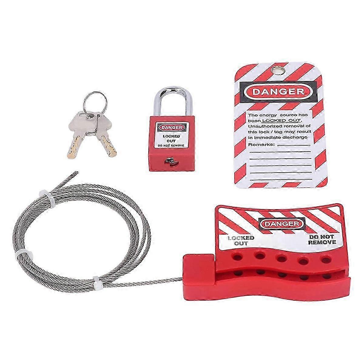 Lockout Tagout Cable Lock Resistant-Temperature, Handled Door Valve Switch Locks Electrical Plug Loc