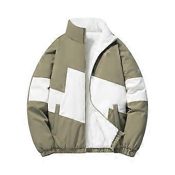 Herenjas van dik, met grafeen gevoerd thermisch fleece, met opstaande kraag en grafeenstructuur, legergroen, maat XL