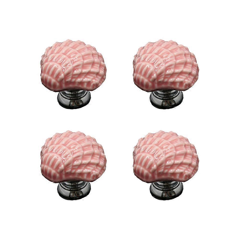 Cupboard Pull Knob Ceramic Door Knobs for Drawer Knobs 4Pcs Pink Color