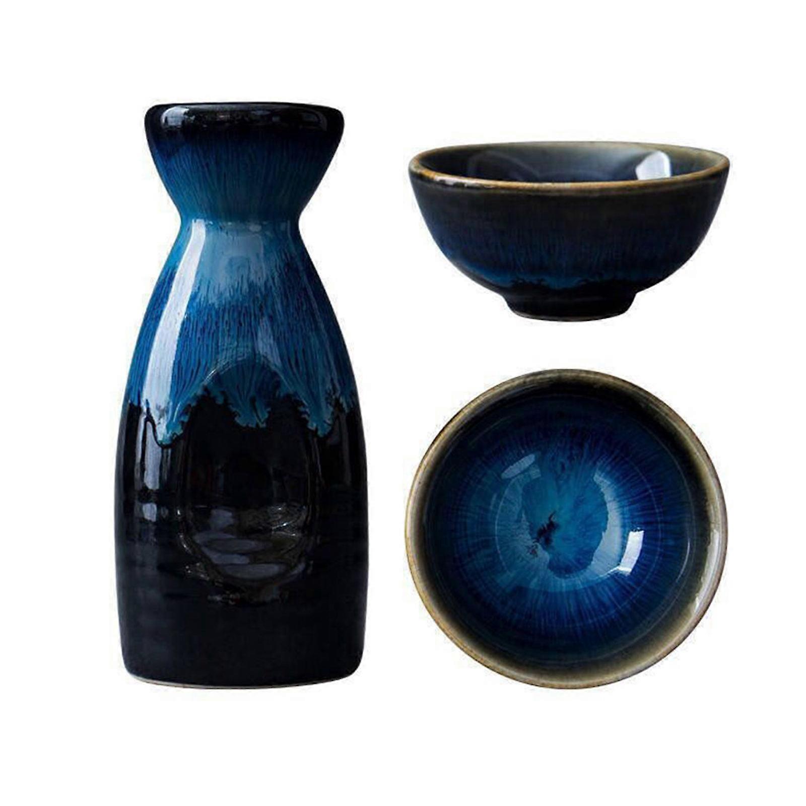 Sake Kettle Ceramic Saki Pot with Cups 1Set