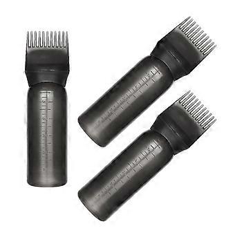 3Pcs Root Comb Applicator Bottle Washing Bottle for Hair Dye Black