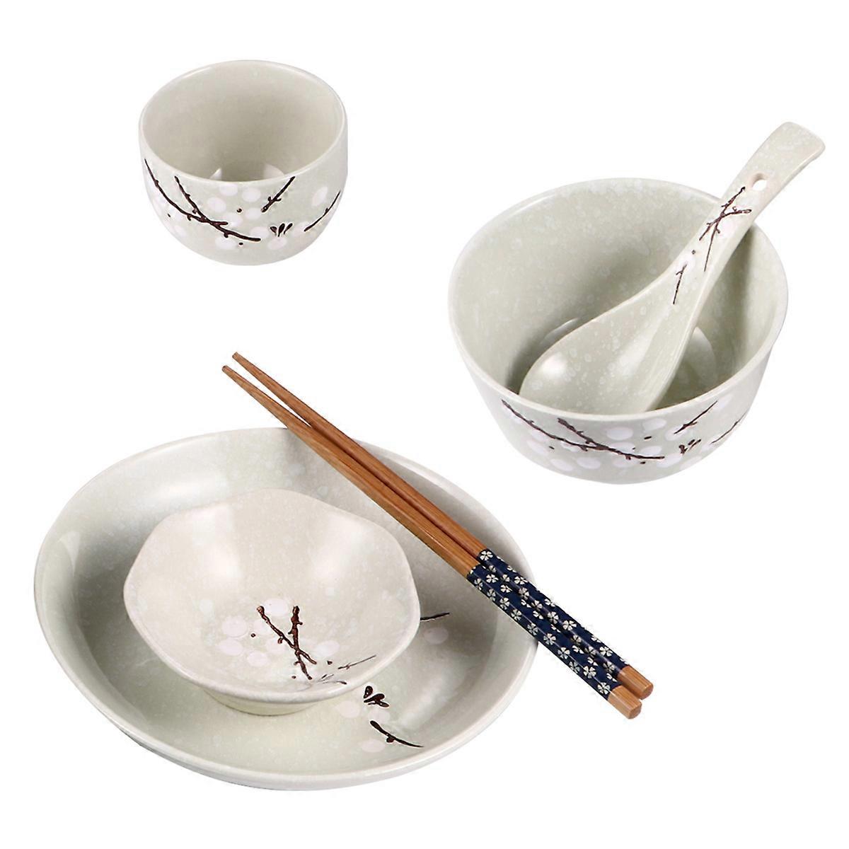 Ceramic Tableware Japanese Style Tableware Set for Single Household 1Set
