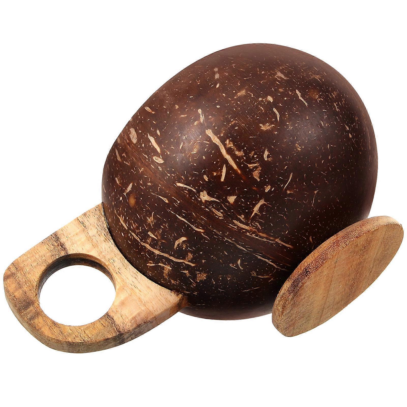 Light Brown Mug for Hot Drinks Coconut Shell Cup with Handle
