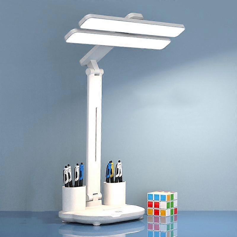 Double Head Horizontal Desk Lamp 3 Light Color Reading Lamp, Spec: Charging Basic Mold