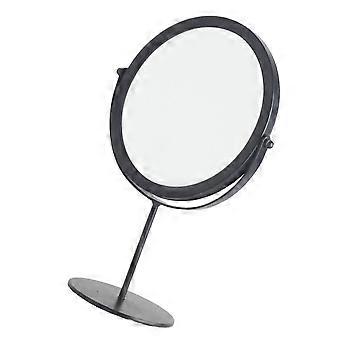 Sort rundt makeupspejl til hjemmebrug hos kvinder