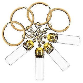 2026 Best!! Golden Miniature House Keychain Glass Storage Bottle 4Pcs Pack
