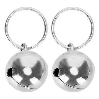 2pcs Rust Resistant AntiLost Copper Bells Crisp Sound Round Collar Decoration for Dog Cat(Silver )