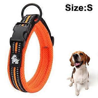 Medium and large dog collar 3M Reflective Mesh Padded Dog Collar Adjustable Nylon Outdoor Adventure Pet Collar-Orange-s