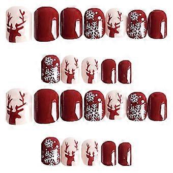 24Pcs Fake Nail Christmas Cute Short Manicure Stylish Detachable Fine Workmanship Delicate Lightweight False Nail