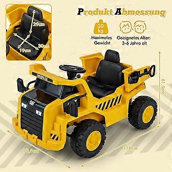 Children's Caterpillar electric car 12V dump truck to sit on with sand shovel & tipping bed & megaphone