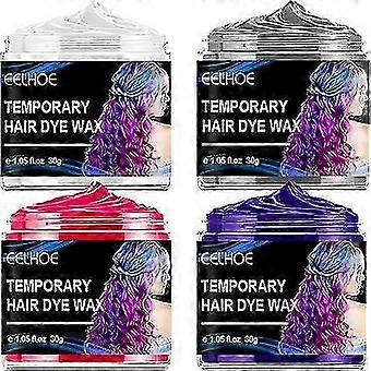 4 kleuren haarverf wax, haarkleuring wax, haarkleuring wax, tijdelijke haarverf wax, wasbare haarkleuring wax, voor Kerstmis, feest, verjaardag