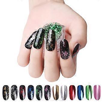 6 Colors Nail Art Stickers Set with Shiny Foil Tips for Professional Manicure Decoration