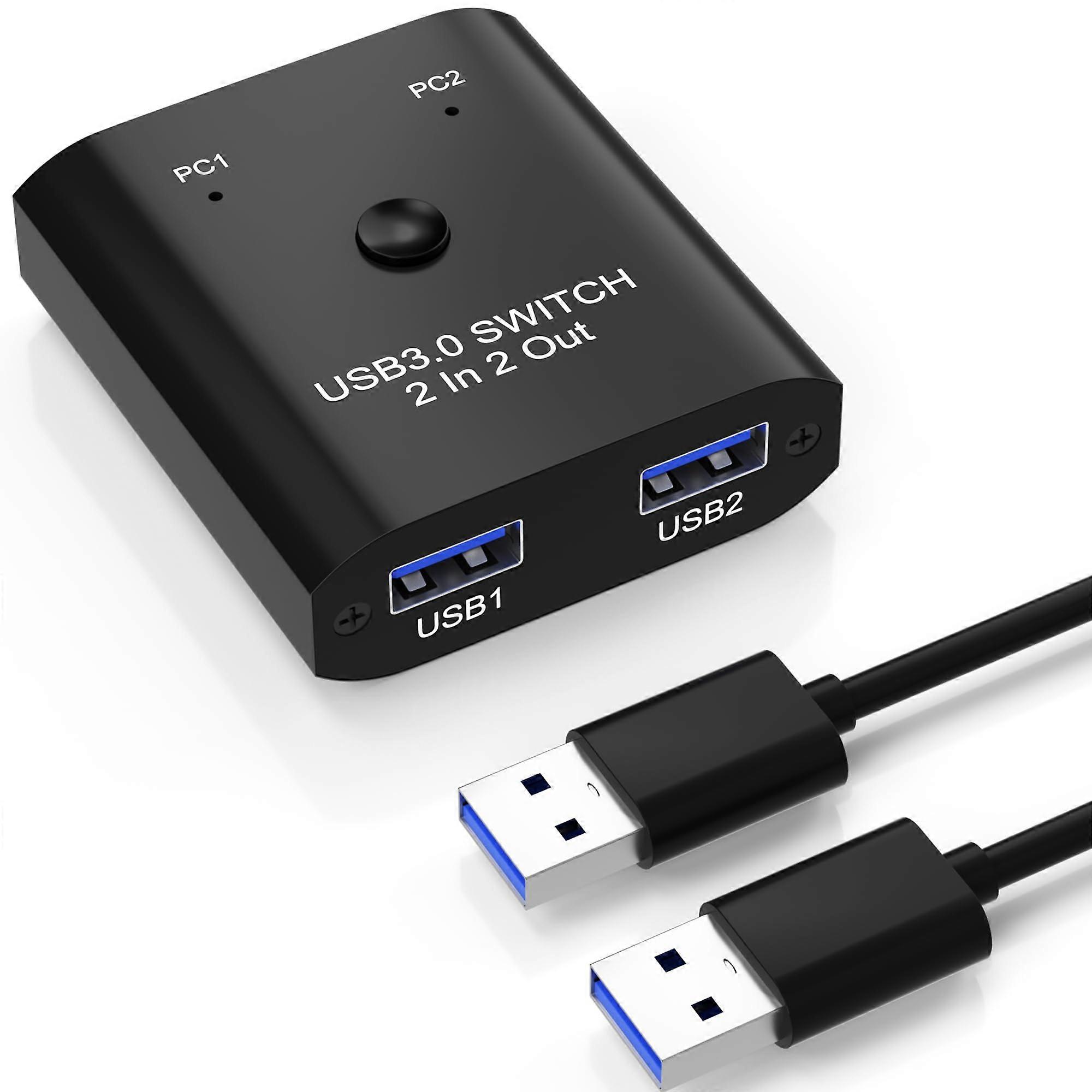 USB 3.0 Sharing Switch for 2 Computers, Speed Data Transfer, OneButton Control, Plug and Play