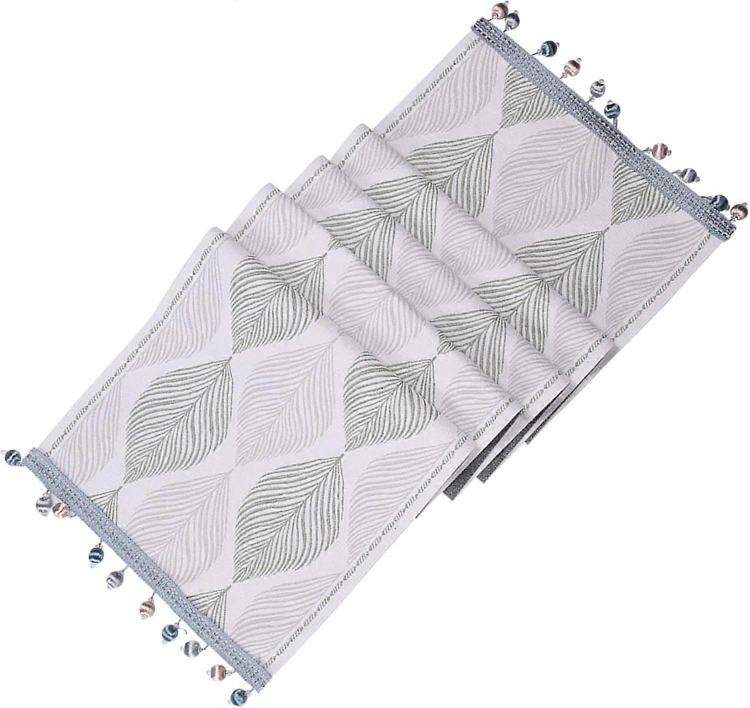 Gray table runner, cotton linen table runner, rustic embroidered runner for dining table, restaurant, decoration -  [XR]