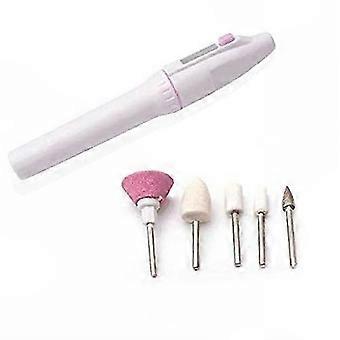 Home Manicure Electric Nail Grinder, Battery-Powered Portable Nail Polisher with 5 Heads