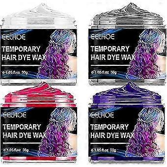 4 Cores de Cera de Tintura de Cabelo, Cera de Cor de Cabelo, Cera de Cor de Cabelo, Cera de Tintura de Cabelo Temporária, Lavável Cera de Coloração de Cabelo, para o Natal, Festa, Aniversário