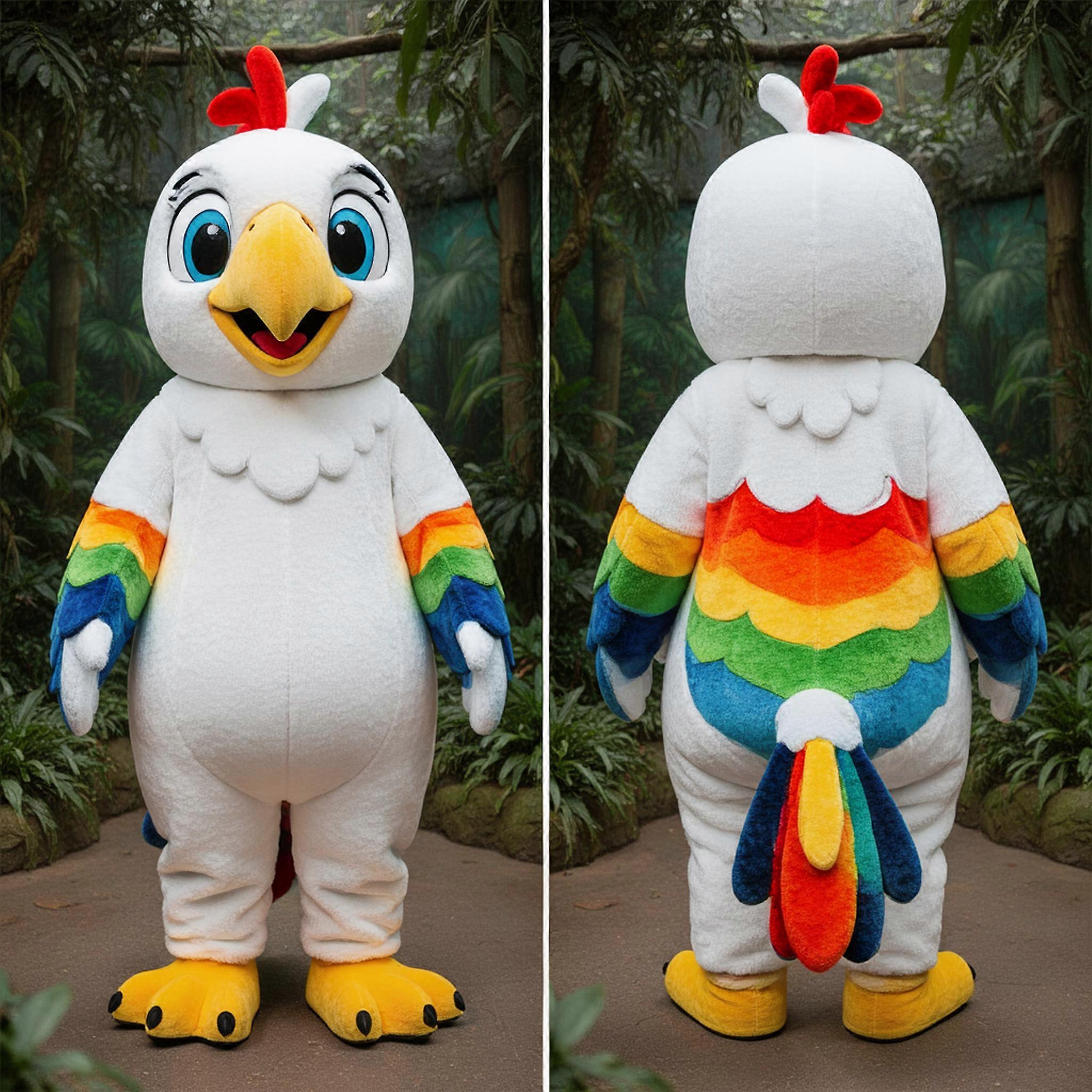 MASTICOT White Fluffy Parrot Mascot