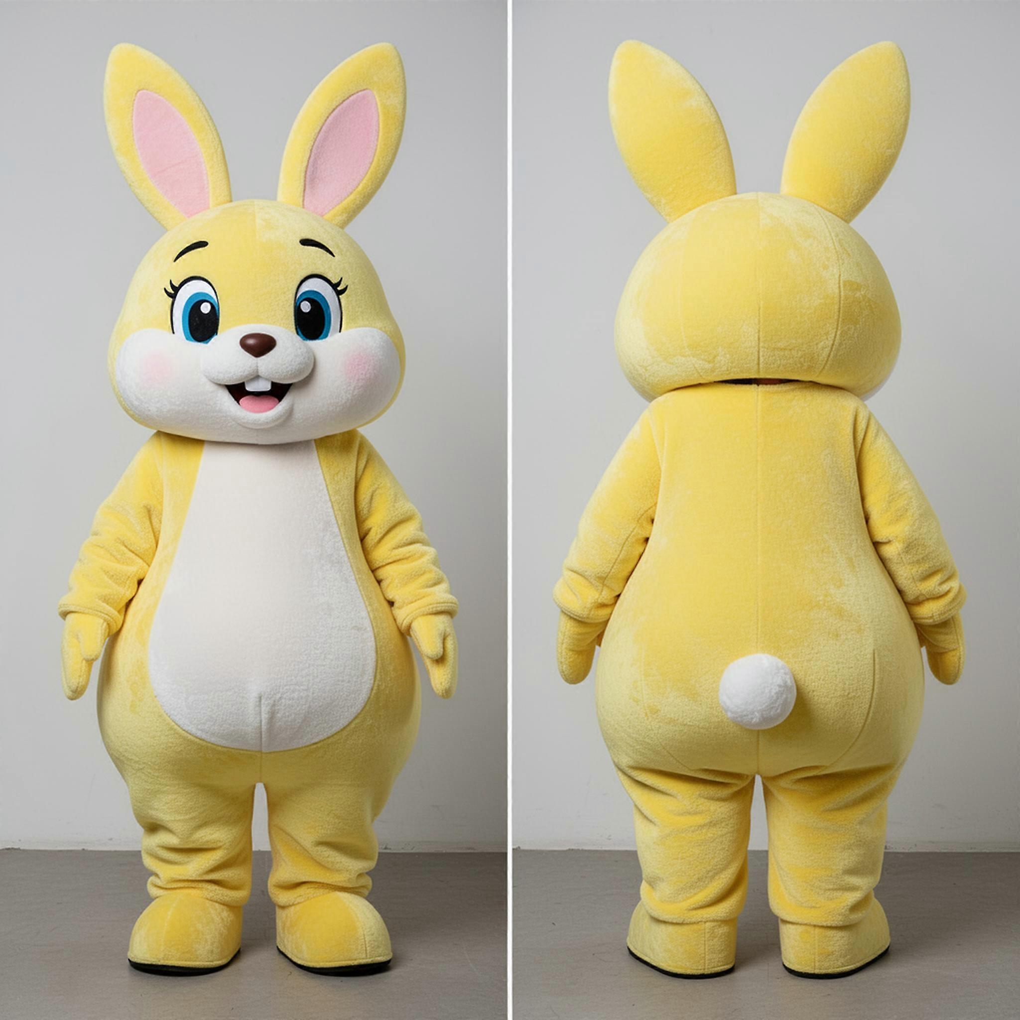 MASTICOT Lemon Yellow Cartoon Rabbit Mascot