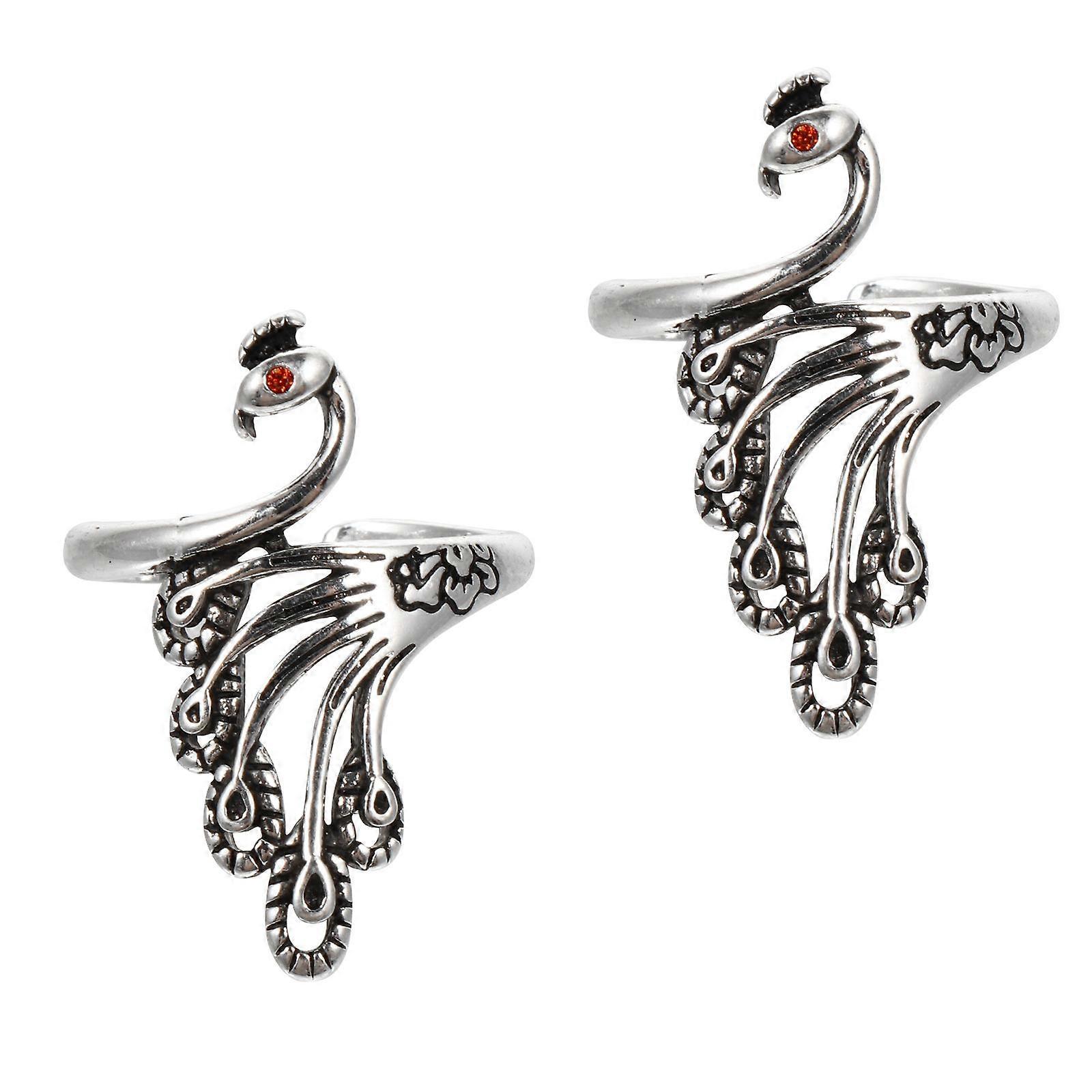 Knitting Loop Ring Knitting Loop Ring for Sewing 2Pcs Silver Adjustable Tool