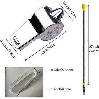 1 Box Referee Whistle with Lanyard Silver Stainless Steel Loud Clear Sound Sports Thank You Words Engraved Whistle for Officials 1.8x0.7x0.9 inch