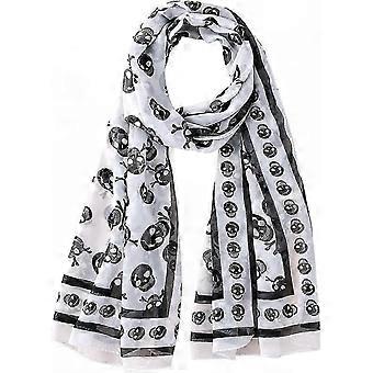 Gotische doodskop chiffon lange sjaal en omslagdoek, veelzijdige modieuze neksjaal voor dames, geschikt voor dagelijks gebruik en Halloween, alle seizoenen ZWJ10