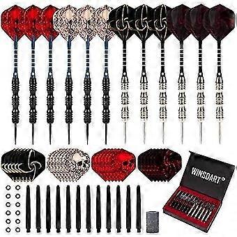 Piao  Steel Tip Darts Set 12 Pack 22 Grams With Nonslip Iron Barrel Aluminum Dart Shafts 2 Style Flights And Darts Sharpener, Gift Box A85