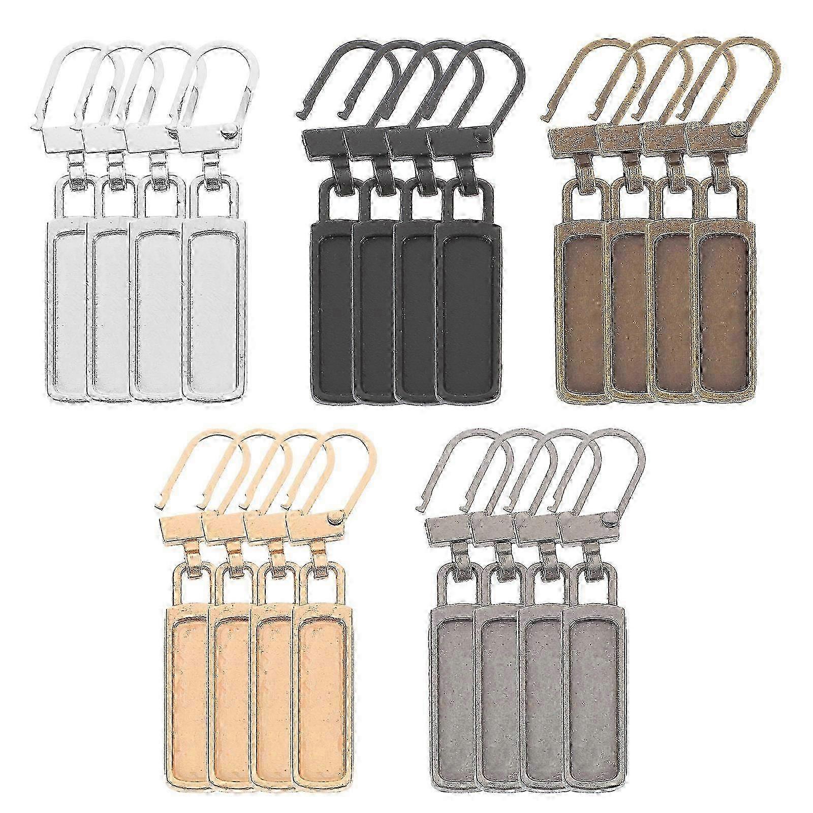 Metal Zipper Pulls, Sturdy Rectangular Replaceable, for Bags, Clothes, Shoes, Jackets, DIY Projects - 20 Pack