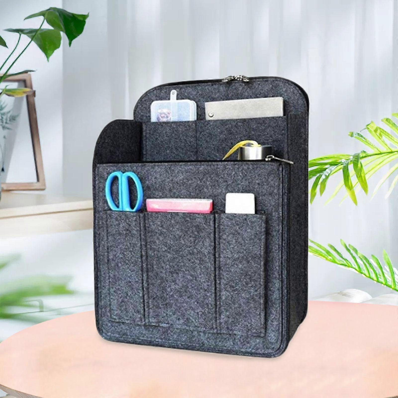 Bag Organizer Insert for Backpack, Felt Medium Grey, MultiCompartment Design with Quick Access Pockets