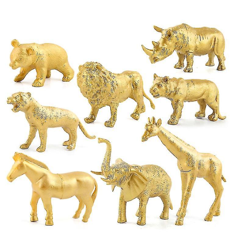 Zoo Jouet Éléphant, Girafe, Lion Et Tigre Golden Animal Doll Wild Jungle Animal Set Ensemble de 12 pièces