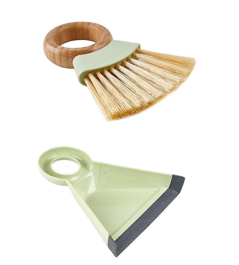 Mini Broom And Dustpan For Housekeeping,wooden Handle Small Broom And Dustpan Set Combination Mini Desktop1pcs-green