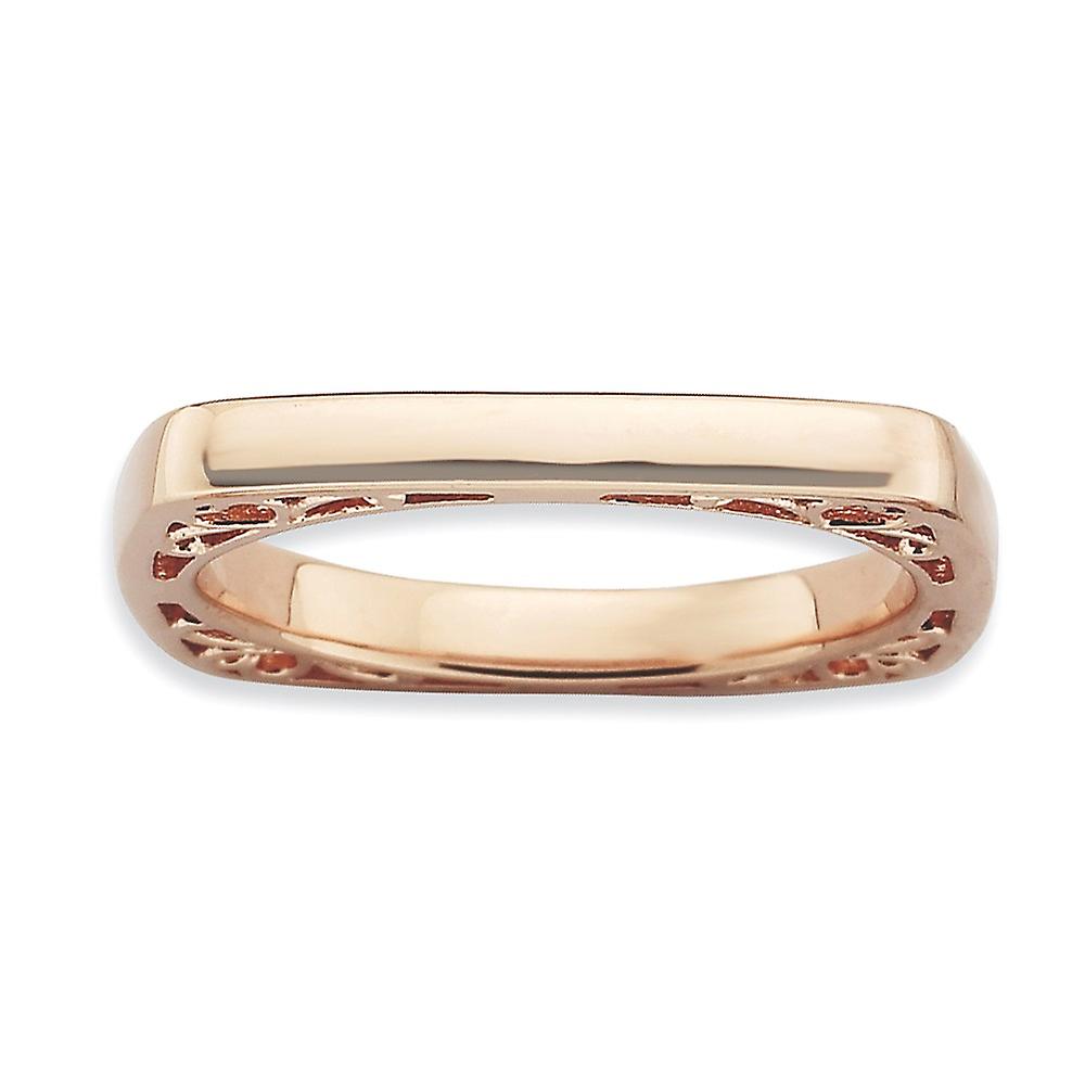 2.25mm 925 Sterling Silver Stackable Polished Pink Plate Square Ring-Stackable-Ring for Women - Ring Size: 5 to 10
