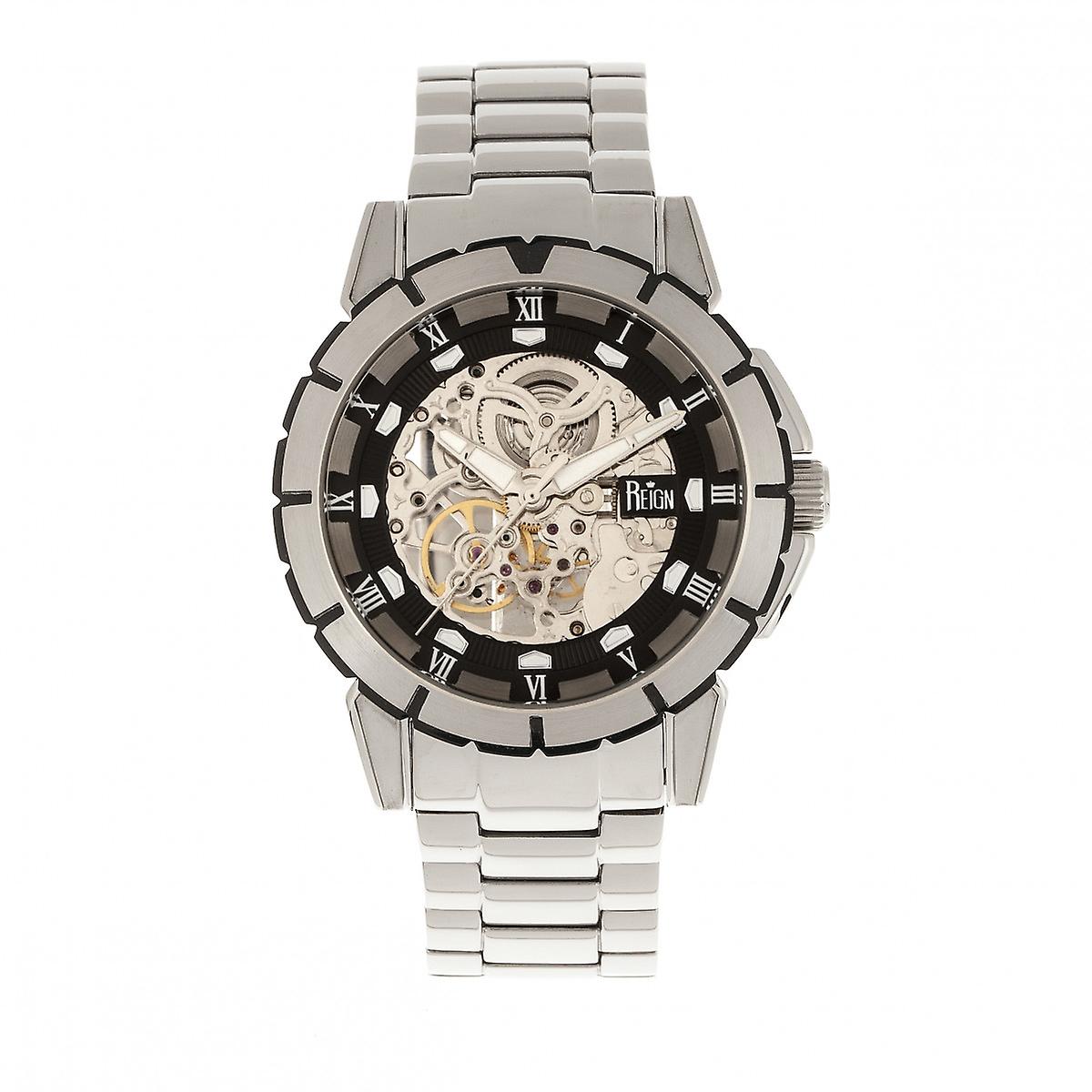 Reign Philippe Automatic Skeleton Bracelet Watch - Silver/Black