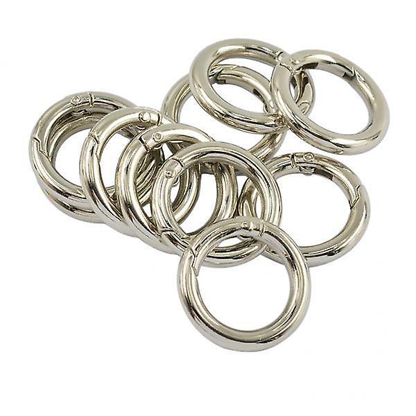 2x10 Pieces Silver Alloy Circle Spring Snap Hooks clip Handbag Shoulder Strap