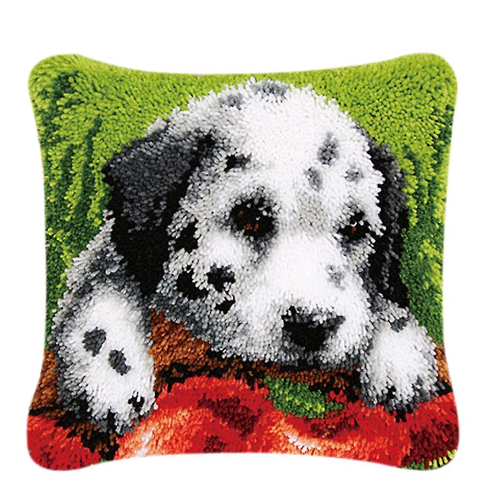 DIY Pillow Cover Latch Hook Kits for Beginner Animals Pattern Spot Dog