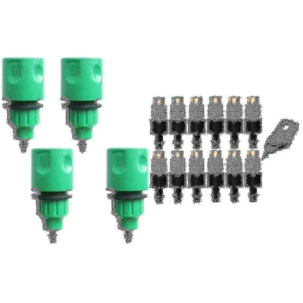 4x Garden Hose Pipe One Way Adapter Tap Connector Fitting For Irrigation & 12 Set Copper Adjustable