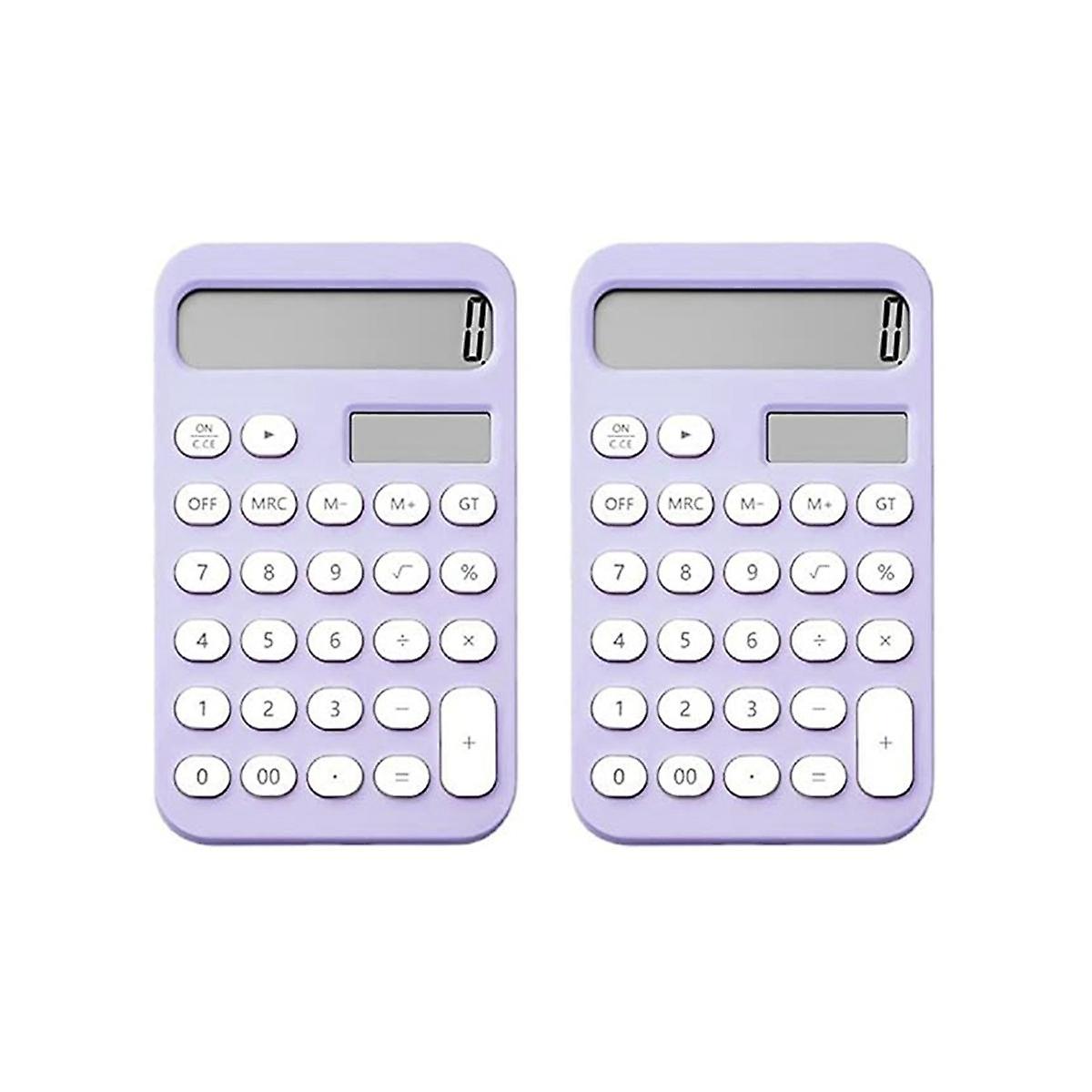 2 Pcs Desk Calculator Basic Calculator 12 Digit Pocket Calculators Desktop with LCD Display for Off