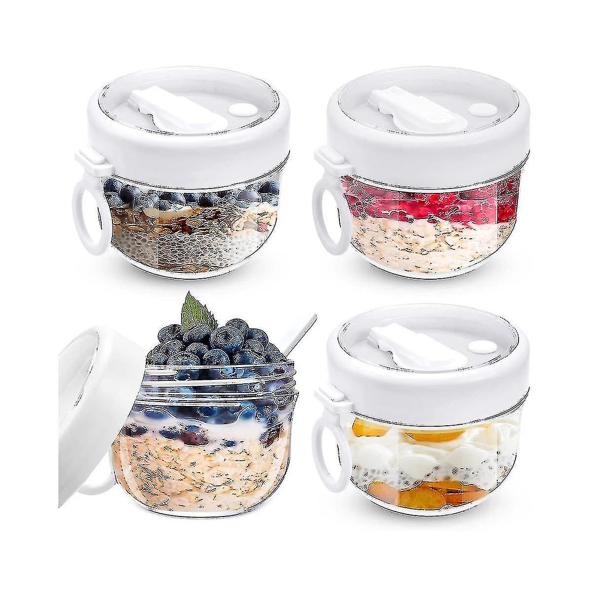 4 Pcs Overnight Oats Container With Lids And Spoons, 20oz Overnight Oats Jars Airtight Yogurt Conta