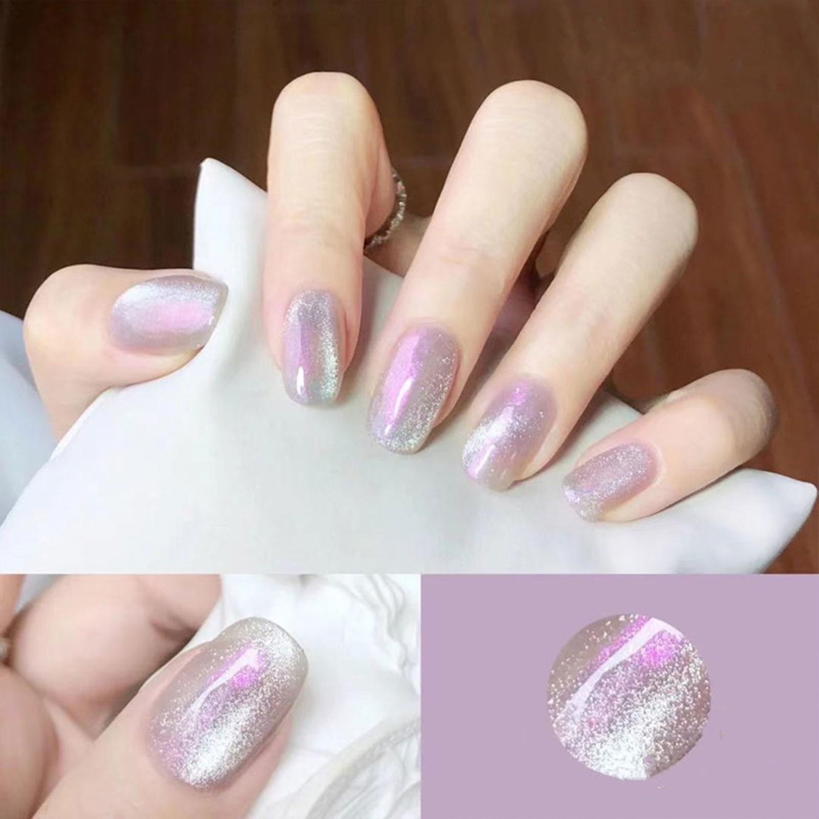 Purple Glitter Fake Nails Ultra-flexible Lasting Com