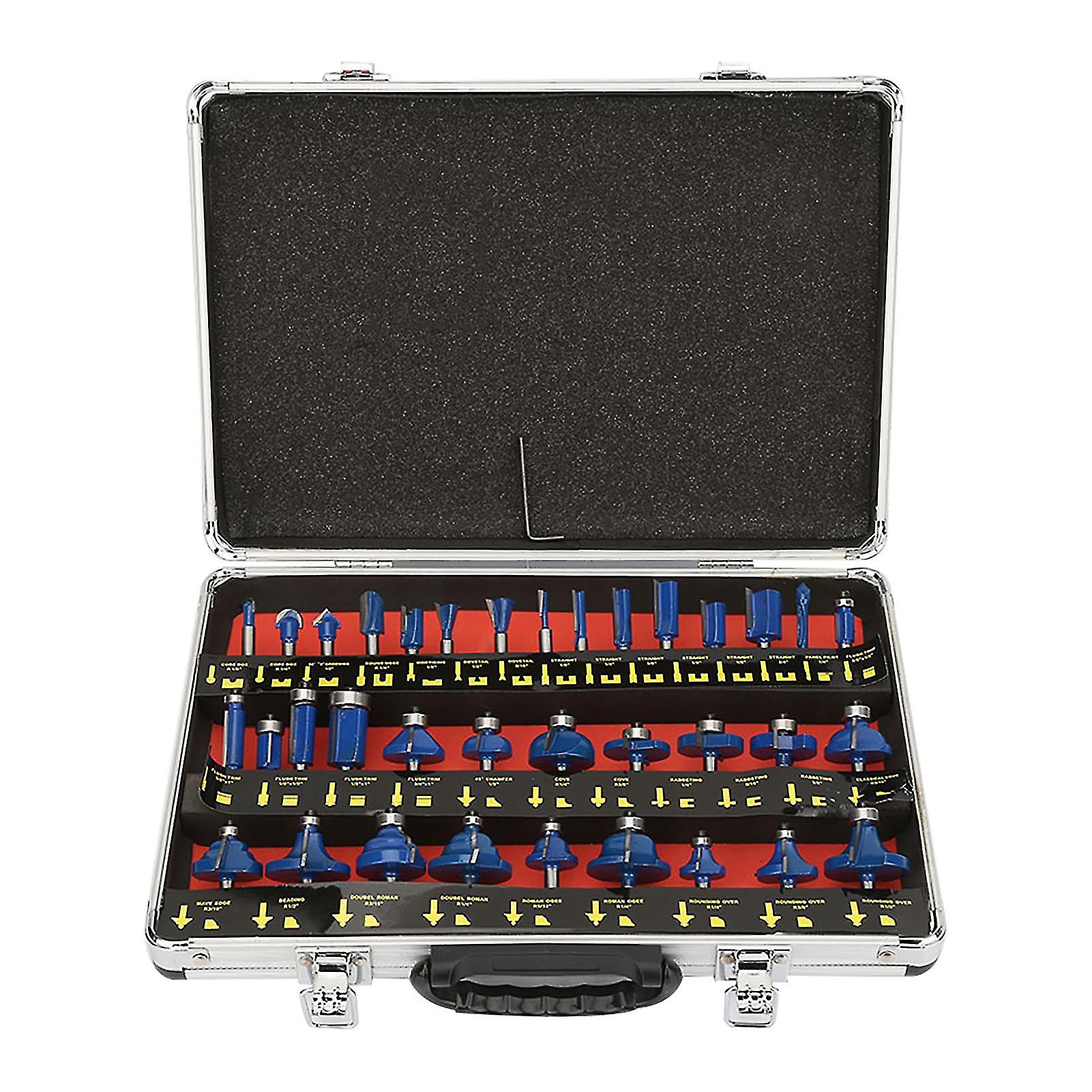 35Pcs 1/4 Router Bits Set Professional Shank Tungsten Carbide Router Bit Blue