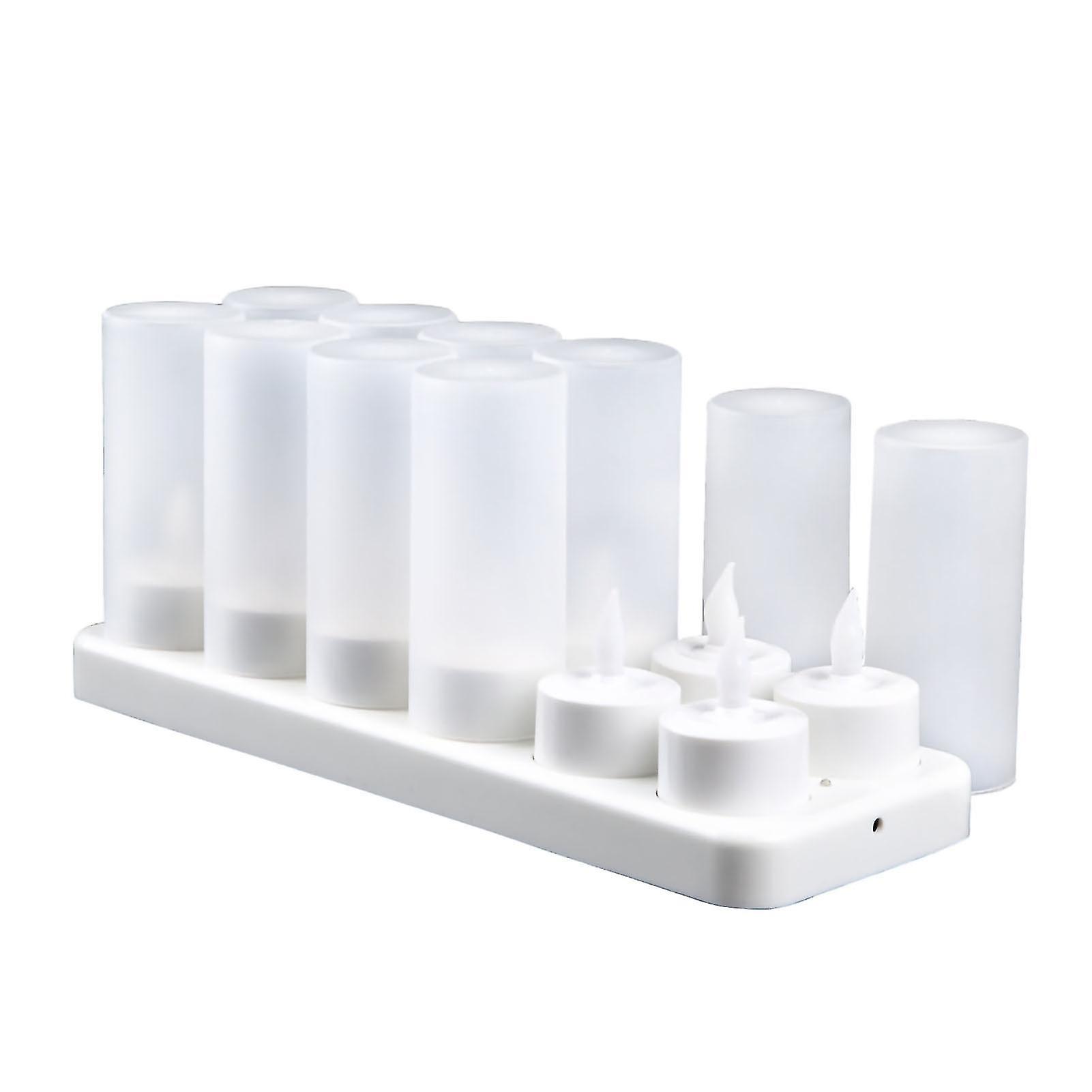 LED Electronic Candles Rechargeable Lifelike Decorative Electronic Candles for Party Wedding Living Room 12 Mounts with Cups, Yellow Light Flashing