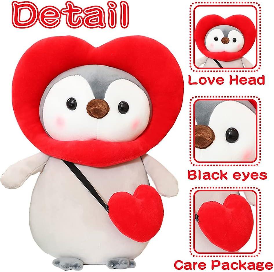 Cute Penguin Stuffed Animal with a Red Heart main image 1