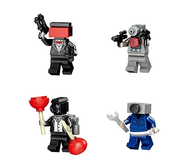 4PC Set Mini Skibidi Toilet Blocks Toy Anime Game Action Figures Building Bricks Toys Gift