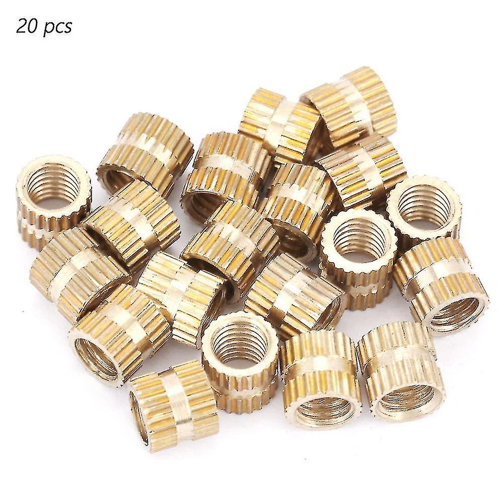 20pcs M5 Brass Cylinder Knurled Round Molded-in Insert Embedded Nuts (m5*6*6.3)